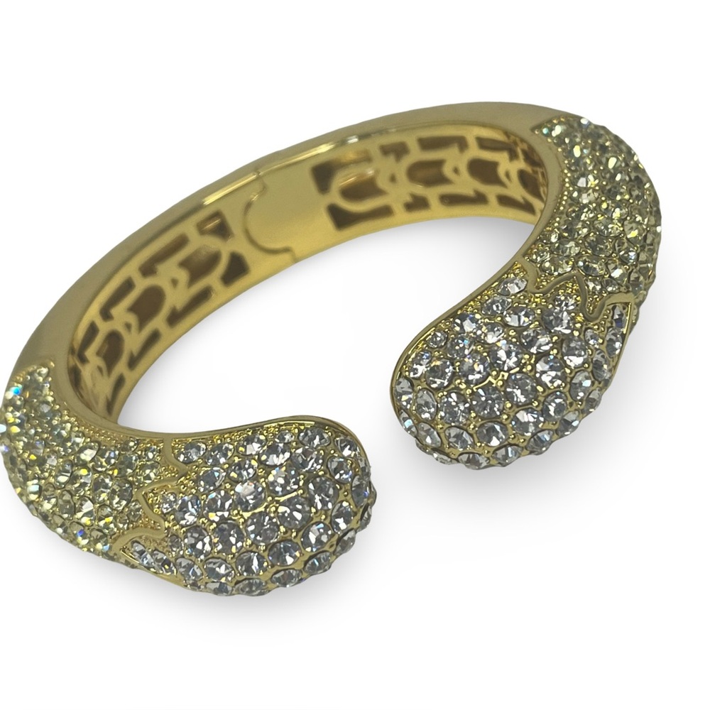 Joan Boyce Kissable Gold And Rhinestone Hinge Cuff Bracelet